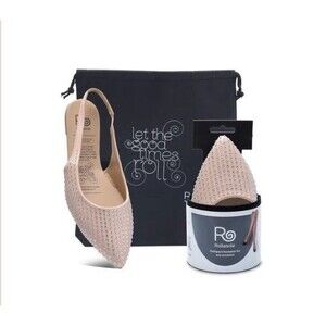 Rollasole Shoes Dazzle Me Pink Rhinestone Sling Back Foldable Travel Flats